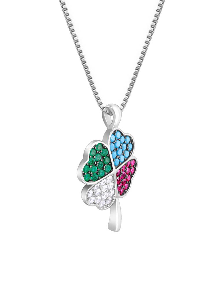 Giva 925 Sterling Silver Chromatic Zirconia Pendant With Link Chain