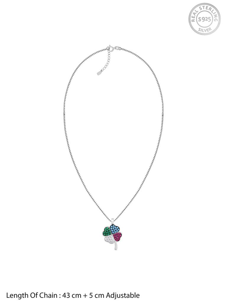 Giva 925 Sterling Silver Chromatic Zirconia Pendant With Link Chain