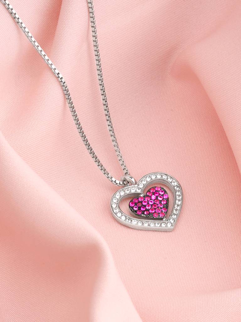 Giva 925 Sterling Silver Blushing Heart Pendant With Link Chain