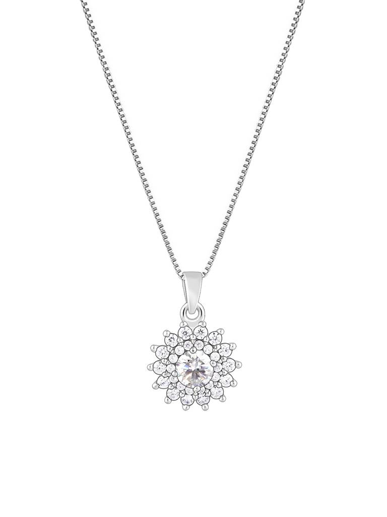 Giva 925 Sterling Silver Celestial Floral Pendant With Box Chain