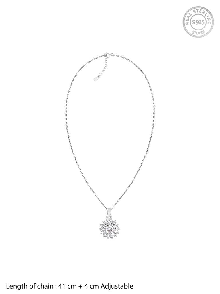 Giva 925 Sterling Silver Celestial Floral Pendant With Box Chain