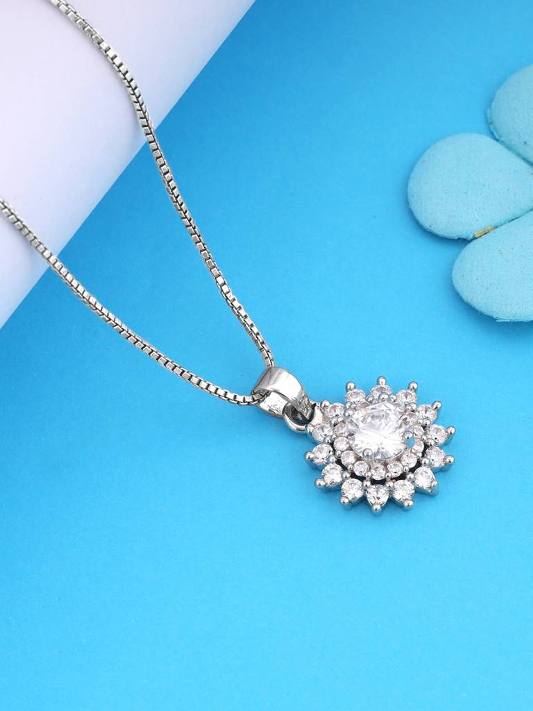 Giva 925 Sterling Silver Celestial Floral Pendant With Box Chain