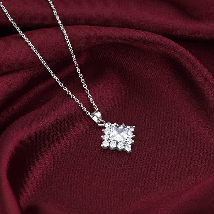 Giva 925 Silver Rhombus Shine Pendant With Link Chain : PD02019