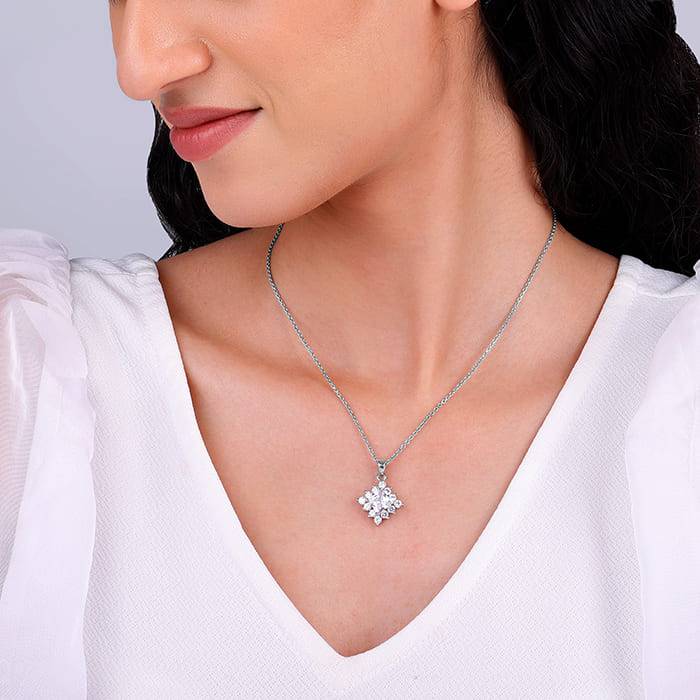 Giva 925 Silver Rhombus Shine Pendant With Link Chain : PD02019