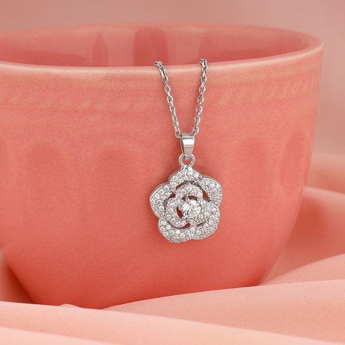 Giva 925 Sterling Silver Shining Rose Pendant With Link Chain| Necklace To Gift Women & Gi : PD02021