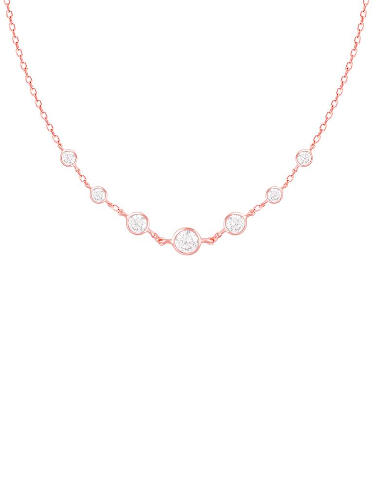 Giva 925 Sterling Silver Rose Gold Stoned Necklace