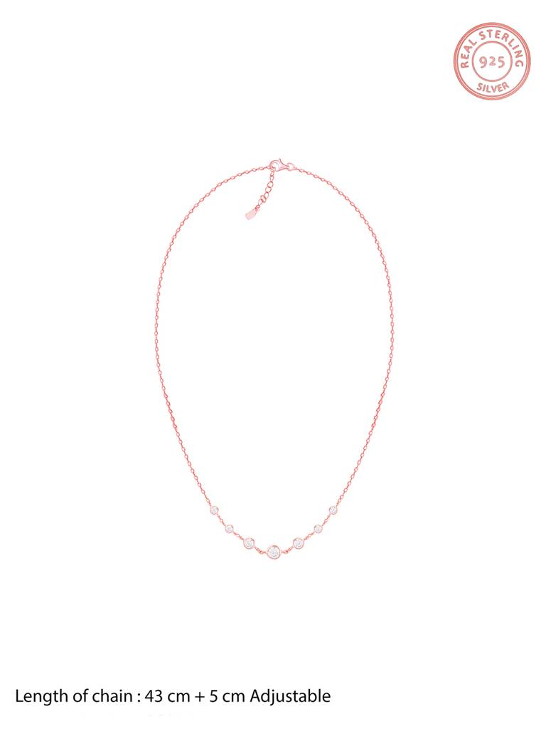 Giva 925 Sterling Silver Rose Gold Stoned Necklace