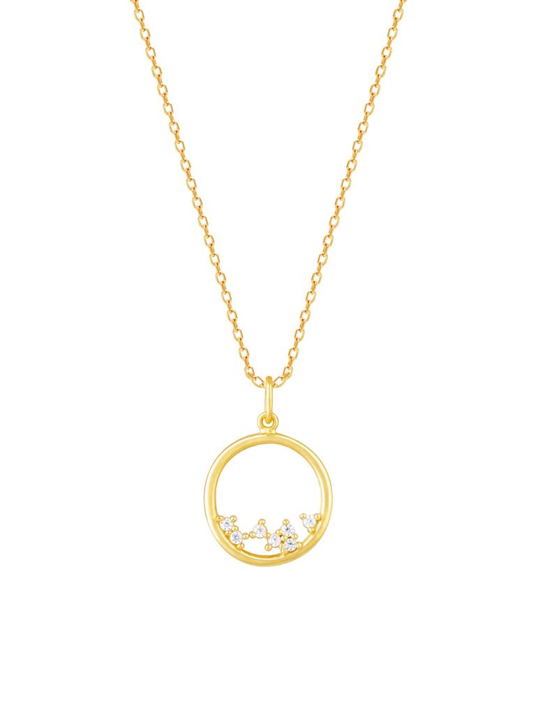 Giva 925 Sterling Silver Golden Delicate Halo Pendant With Link Chain