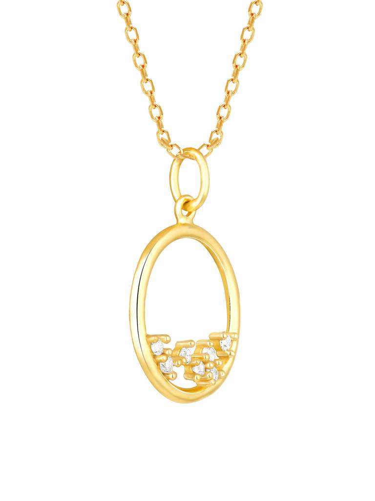 Giva 925 Sterling Silver Golden Delicate Halo Pendant With Link Chain