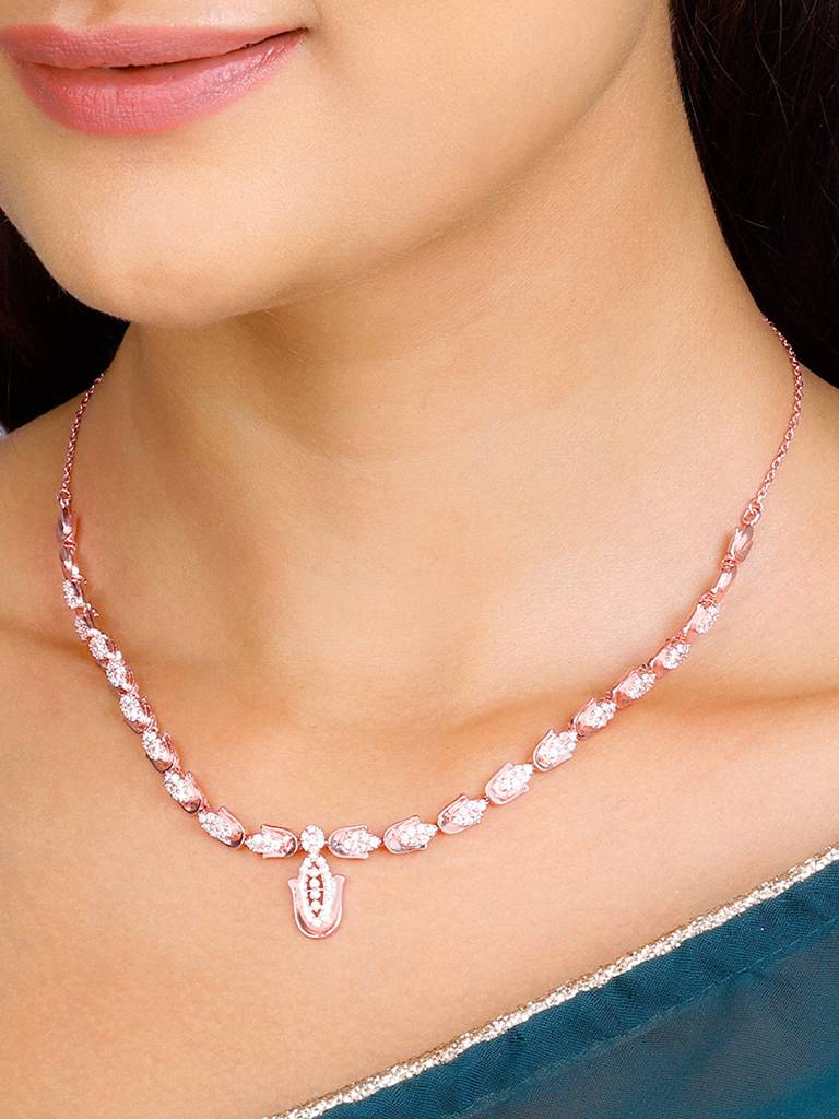 Giva 925 Sterling Silver Rose Gold Classic Hamsa Necklace