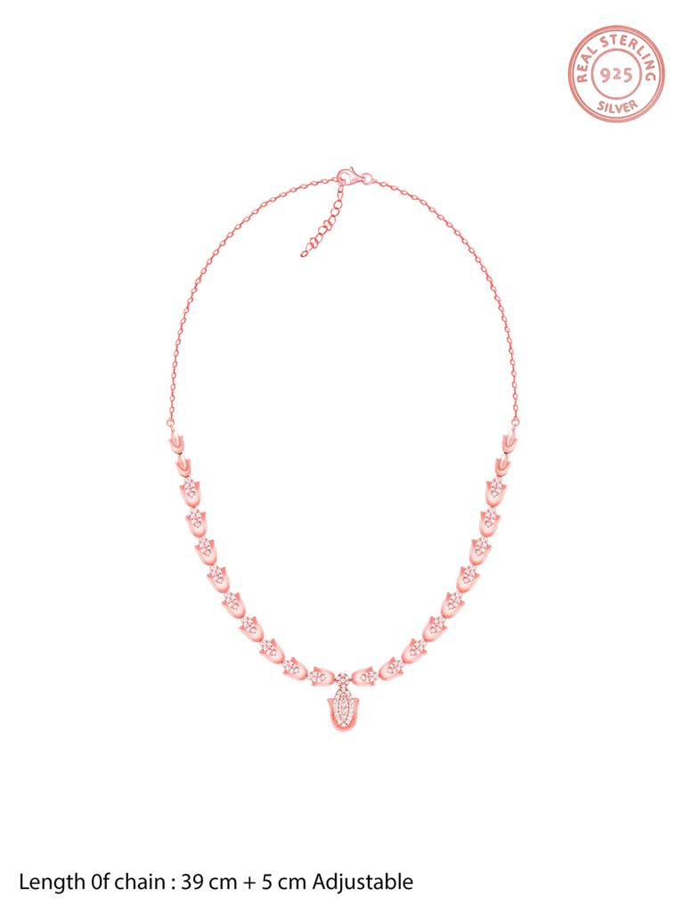 Giva 925 Sterling Silver Rose Gold Classic Hamsa Necklace