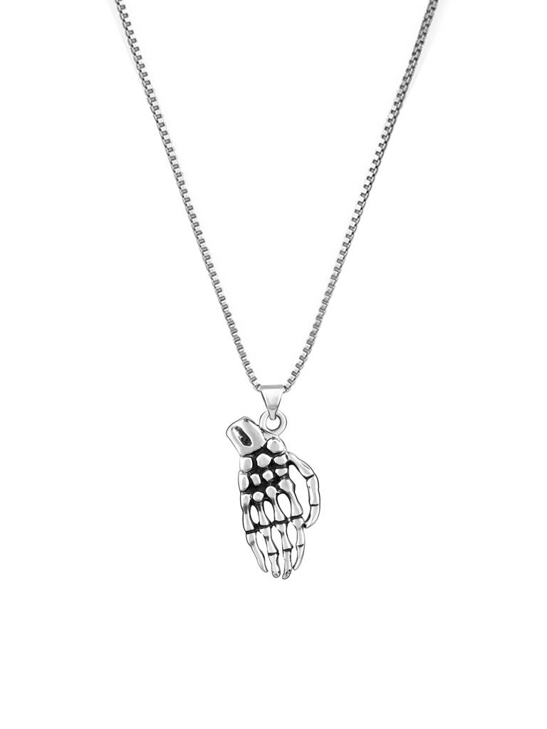 Giva 925 Oxidised Silver Skeletal Hand Pendant