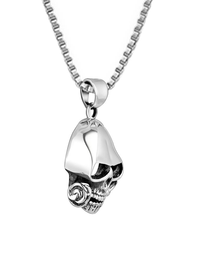 Giva 925 Oxidised Silver Classic Skull Pendant With Link Chain