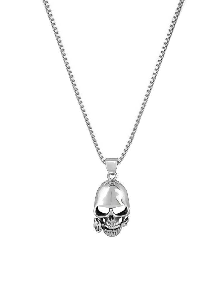 Giva 925 Oxidised Silver Classic Skull Pendant With Link Chain
