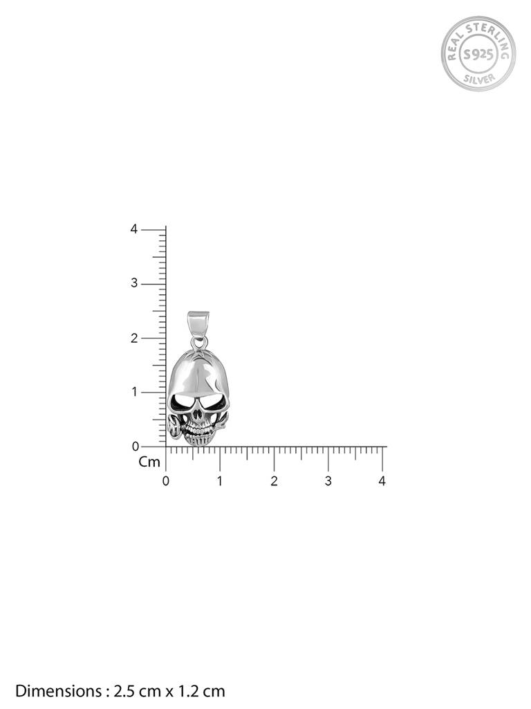 Giva 925 Oxidised Silver Classic Skull Pendant With Link Chain