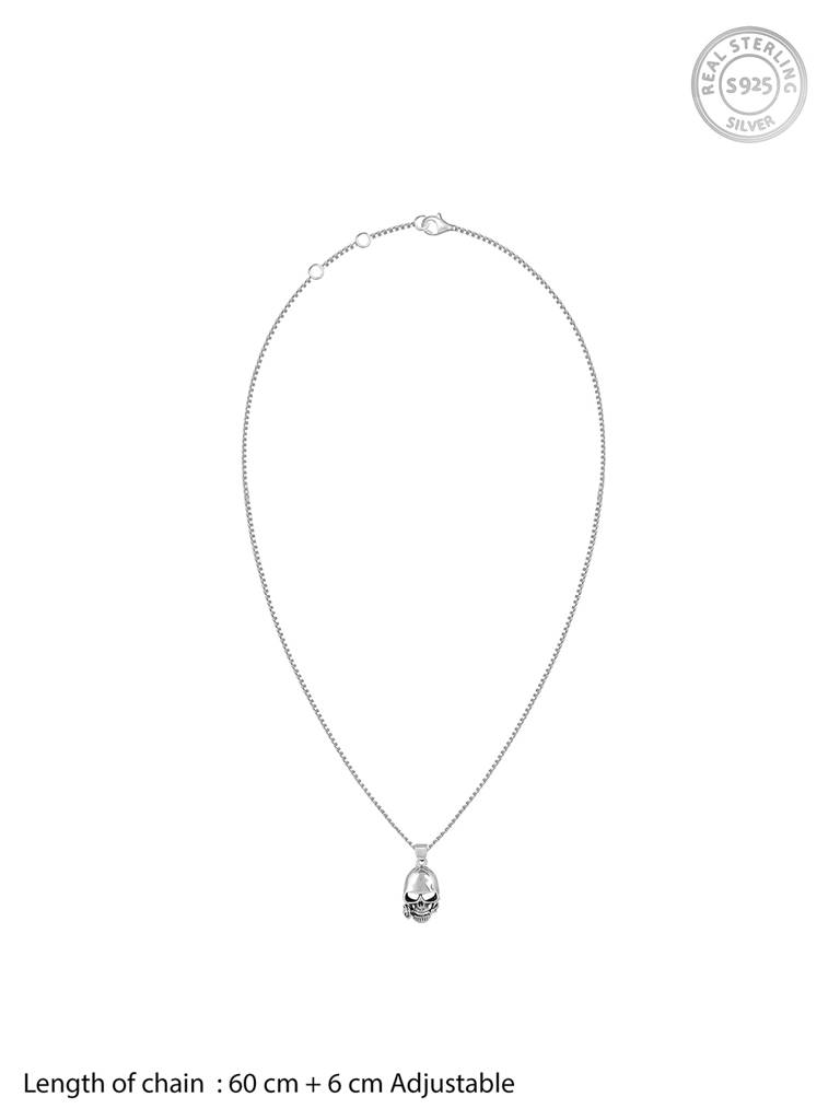 Giva 925 Oxidised Silver Classic Skull Pendant With Link Chain