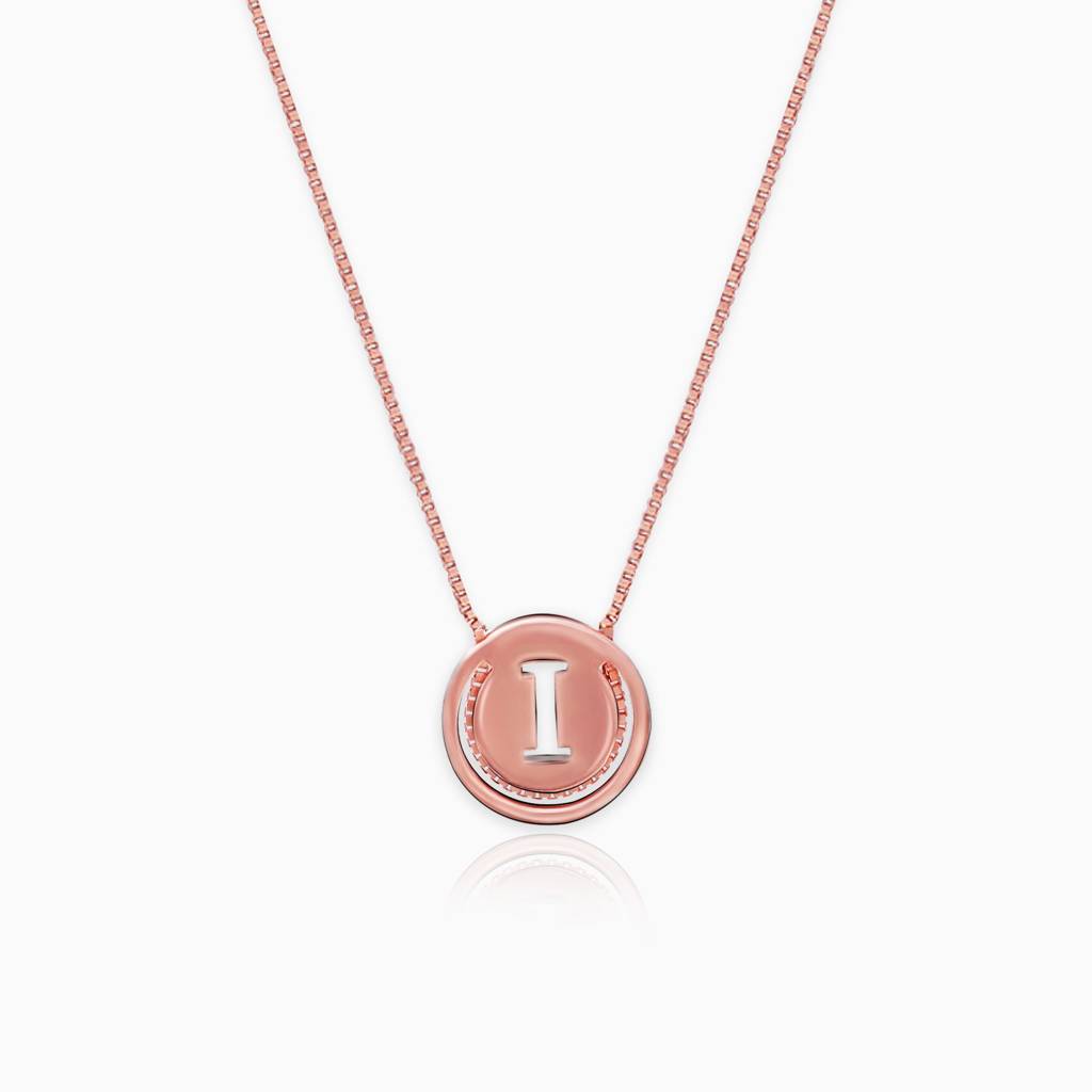 Rose Gold I Initial Pendant With Chain : PD0204