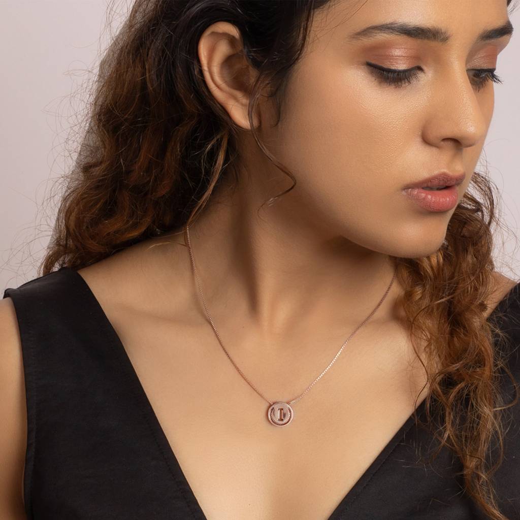 Rose Gold I Initial Pendant With Chain : PD0204