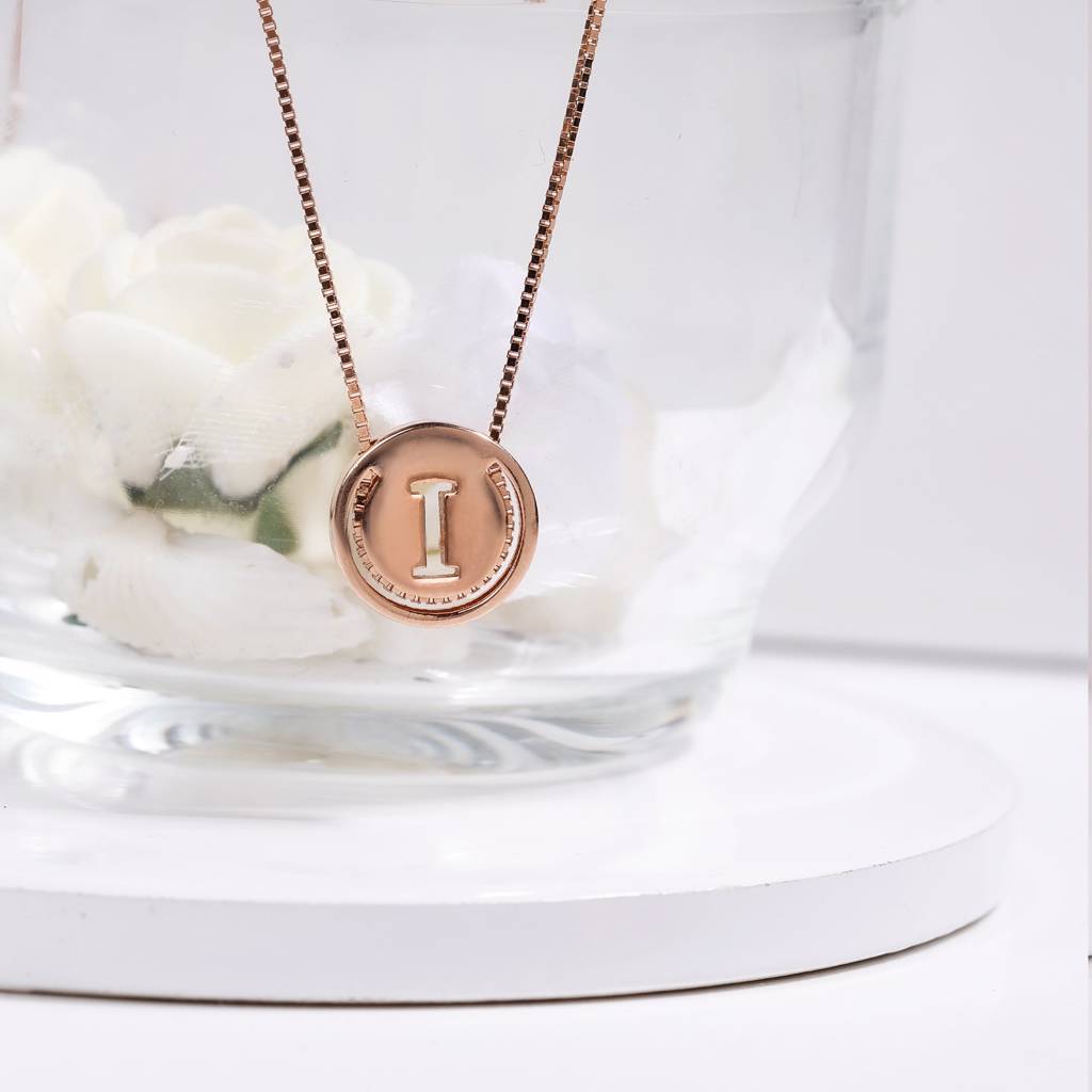 Rose Gold I Initial Pendant With Chain : PD0204