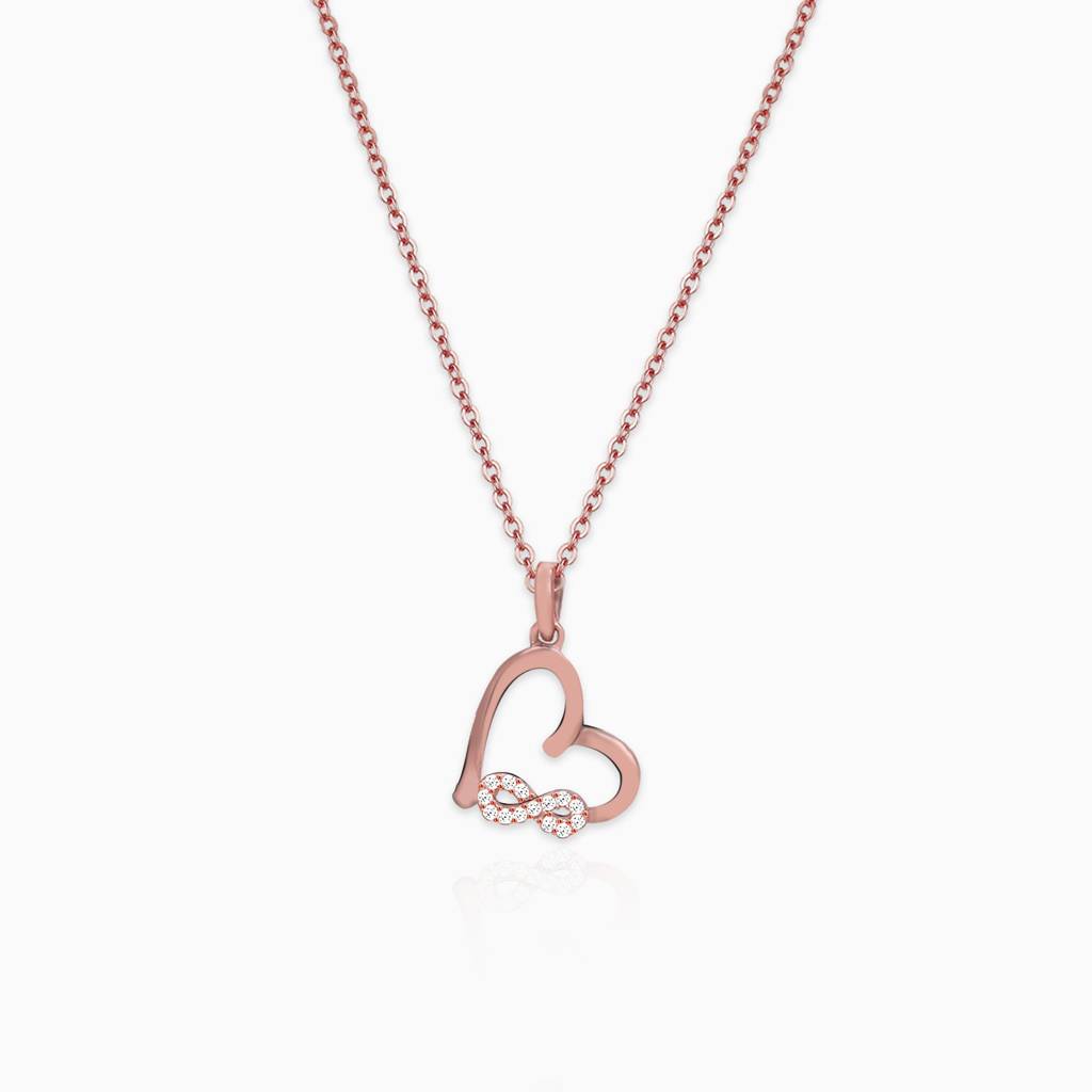 Rose Gold Infinity Heart Pendant With Link Chain : PD0206