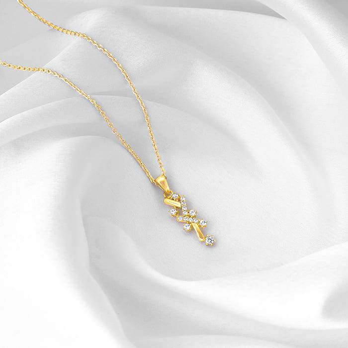 Giva 925 Silver Golden Zigzag Pendant With Link Chain : PD02075