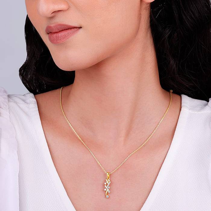 Giva 925 Silver Golden Zigzag Pendant With Link Chain : PD02075