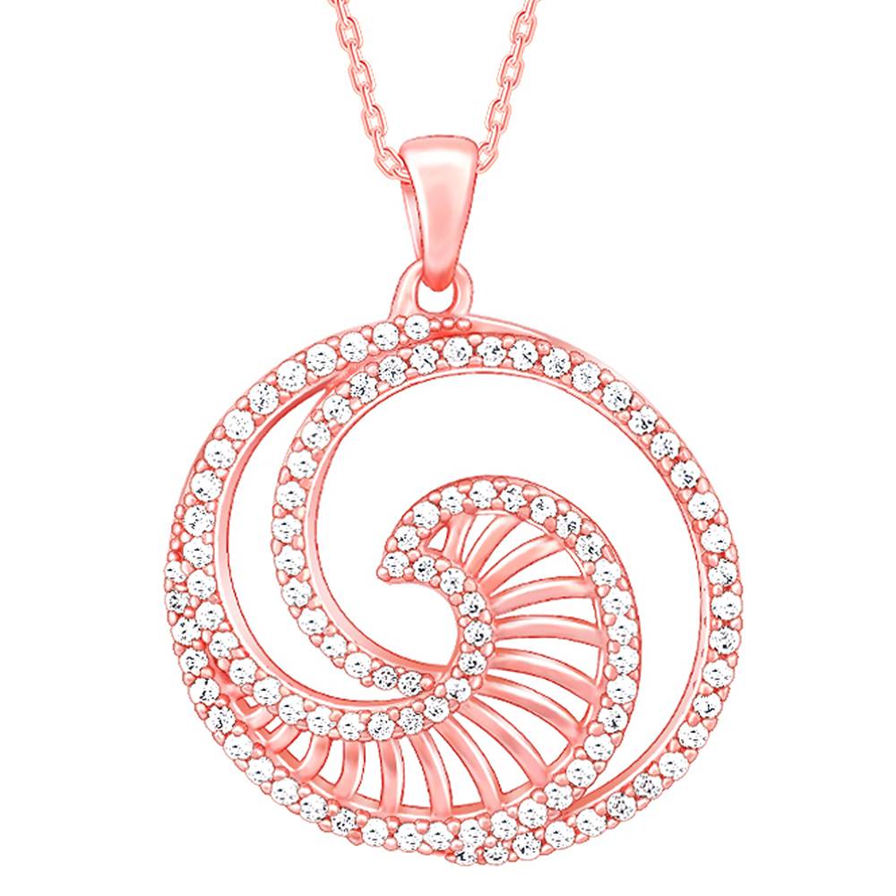 Giva 925 Silver Rose Gold Whirpool Pendant With Link Chain : PD02076