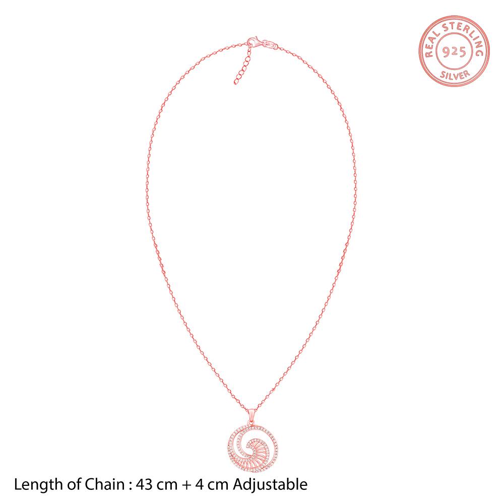 Giva 925 Silver Rose Gold Whirpool Pendant With Link Chain : PD02076