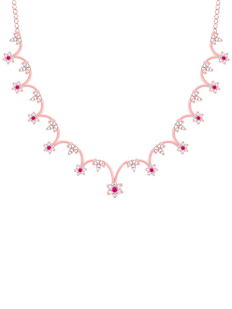 Giva 925 Sterling Silver Rose Gold Leafy Floral Necklace