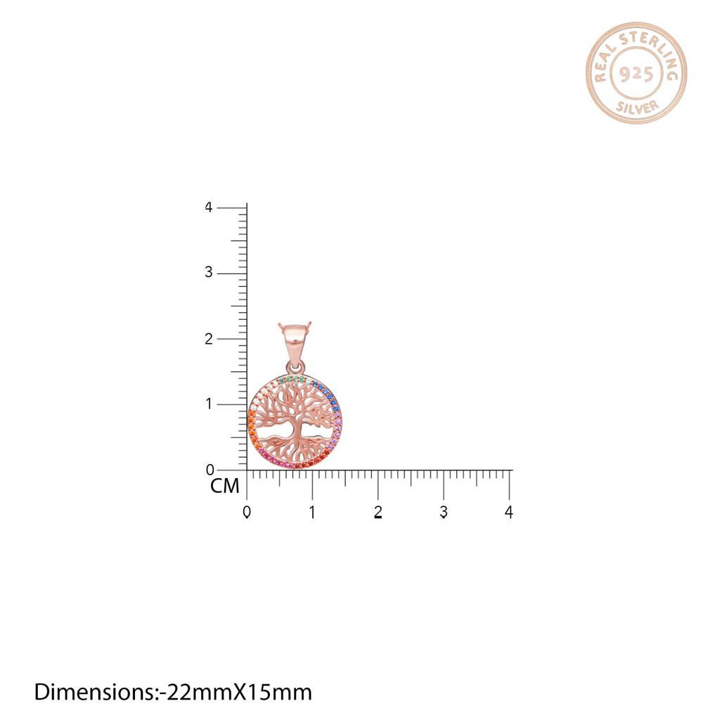 Rose Gold Rainbow Tree Of Life Pendant With Link Chain : PD0207