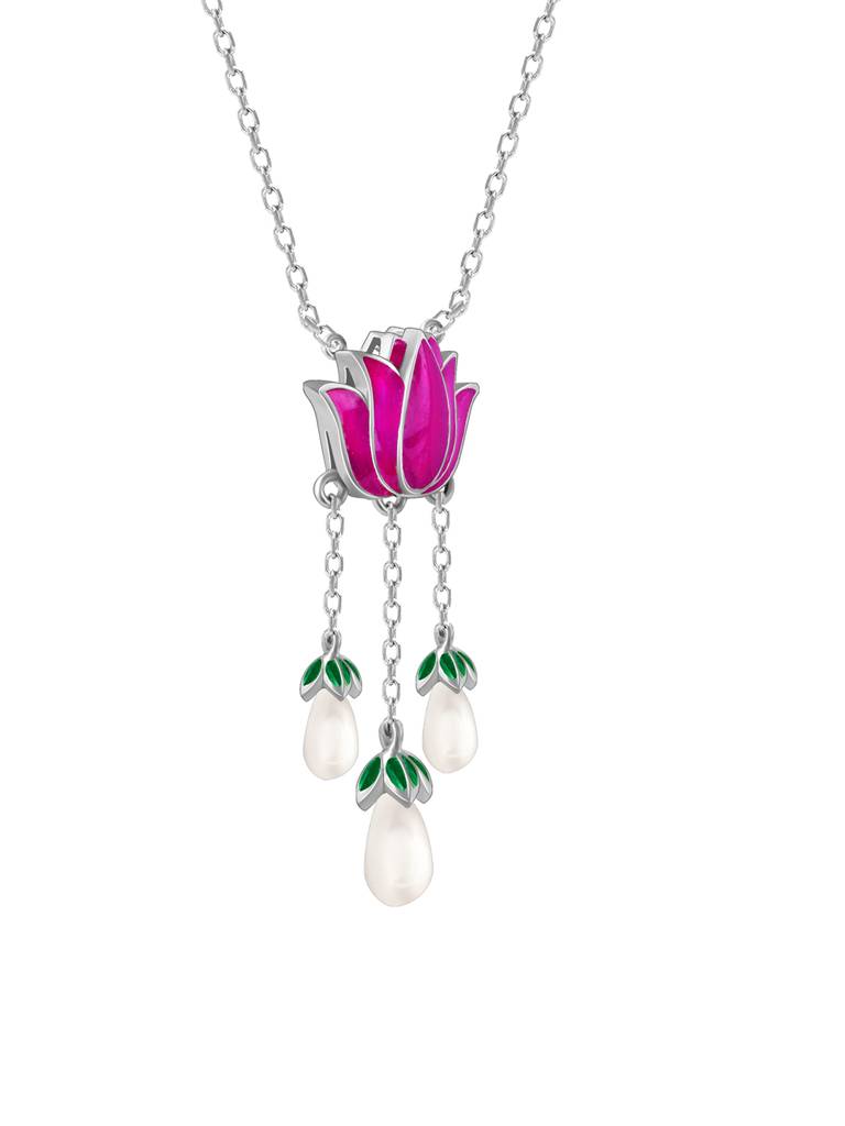 Oxidized Silver Pichwai Lotus Necklace : PD02081