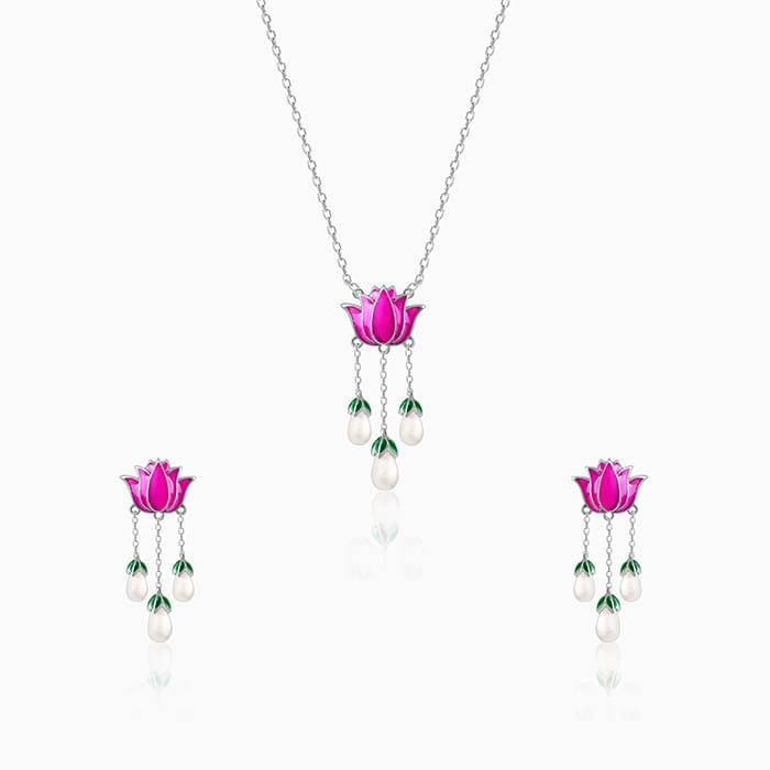 Giva 925 Oxidized Silver Pichwai Lotus Set| Gifts For Women And Girls | With Certificate Of Authenti : PD02081ER01996
