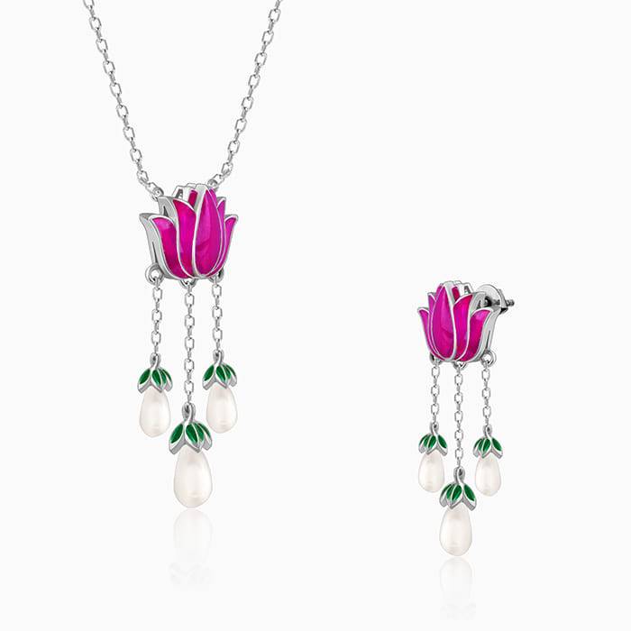 Giva 925 Oxidized Silver Pichwai Lotus Set| Gifts For Women And Girls | With Certificate Of Authenti : PD02081ER01996