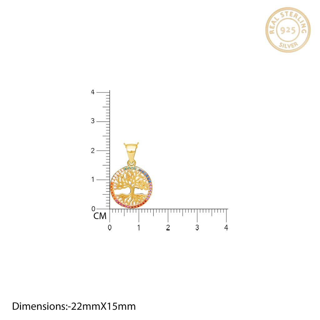 Golden Rainbow Tree Of Life Pendant With Link Chain : PD0208