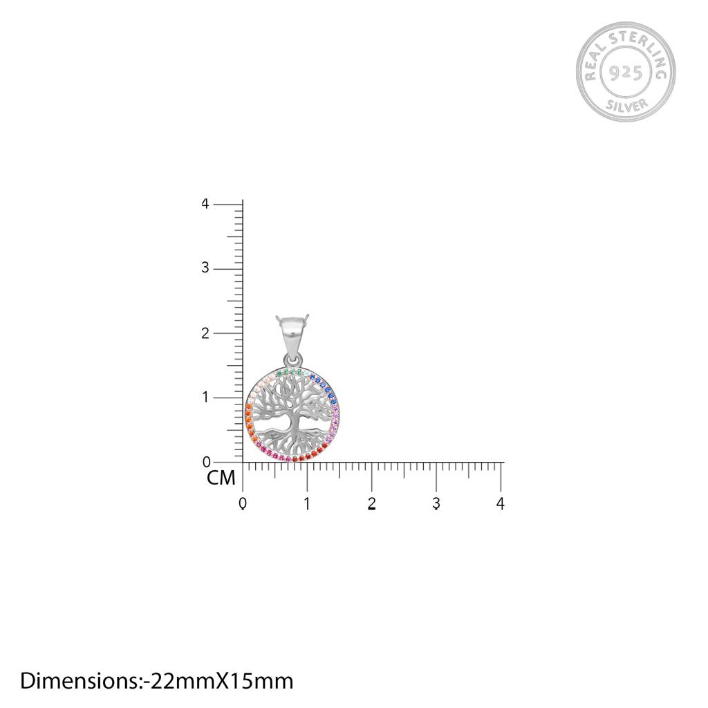 Silver Rainbow Tree Of Life Pendant With Link Chain : PD0209
