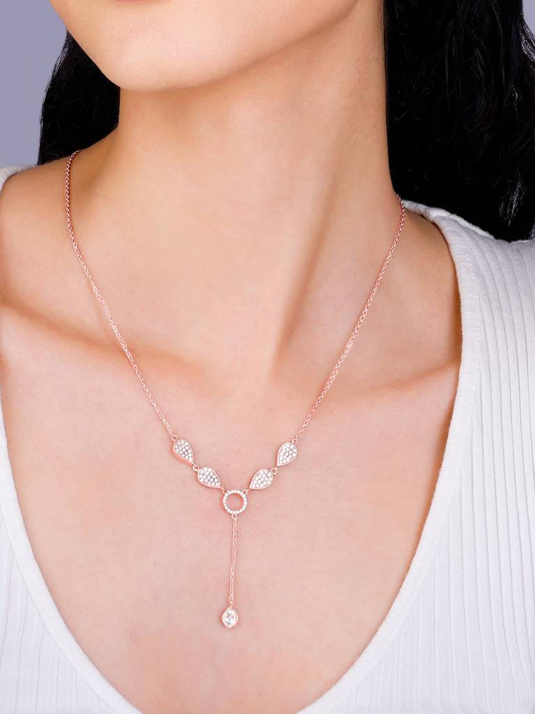 Giva 925 Sterling Silver Rose Gold Classic Lariat Necklace