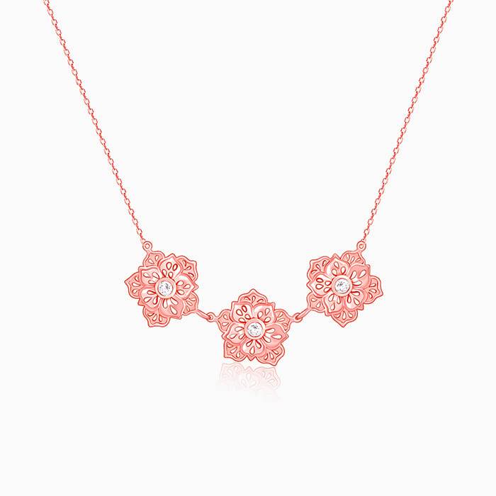 Giva 925 Silver Rose Gold Filigree Flora Necklace : PD02106