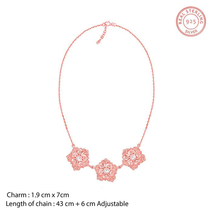 Giva 925 Silver Rose Gold Filigree Flora Necklace : PD02106