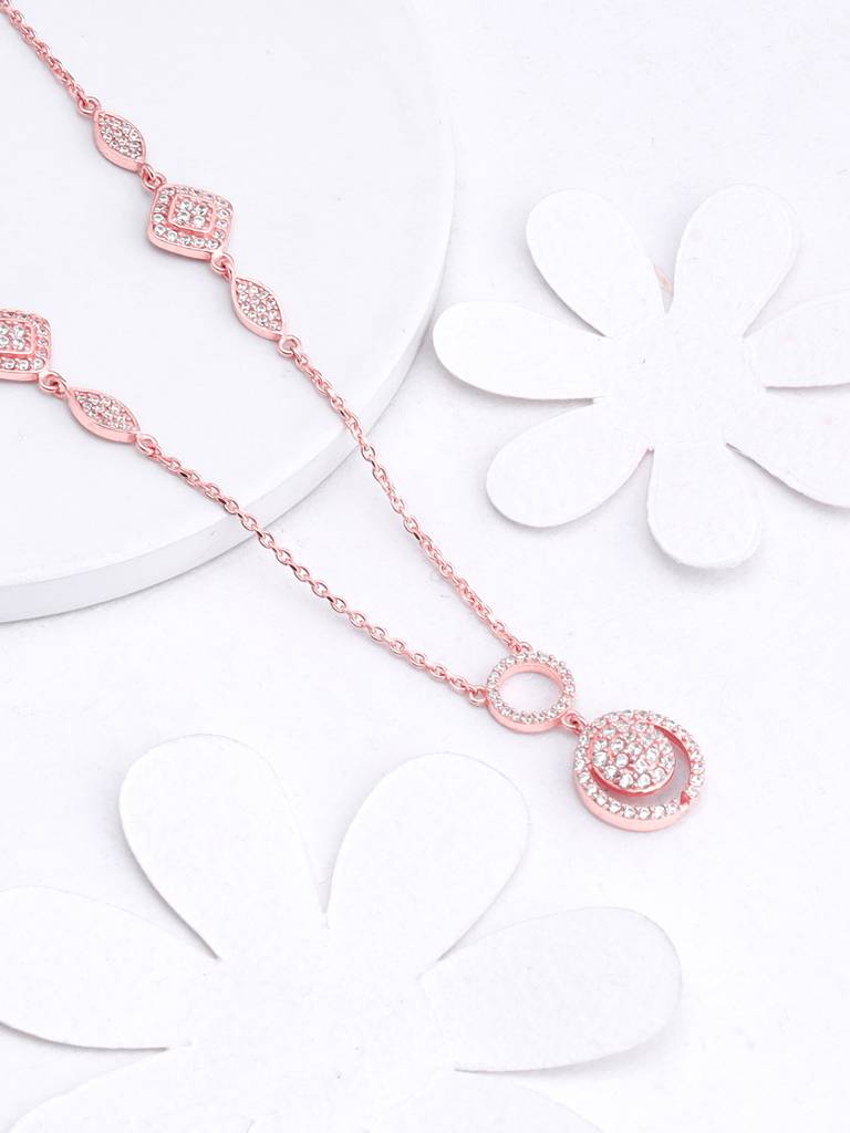 Giva 925 Sterling Silver Rose Gold Radiant Halo Necklace
