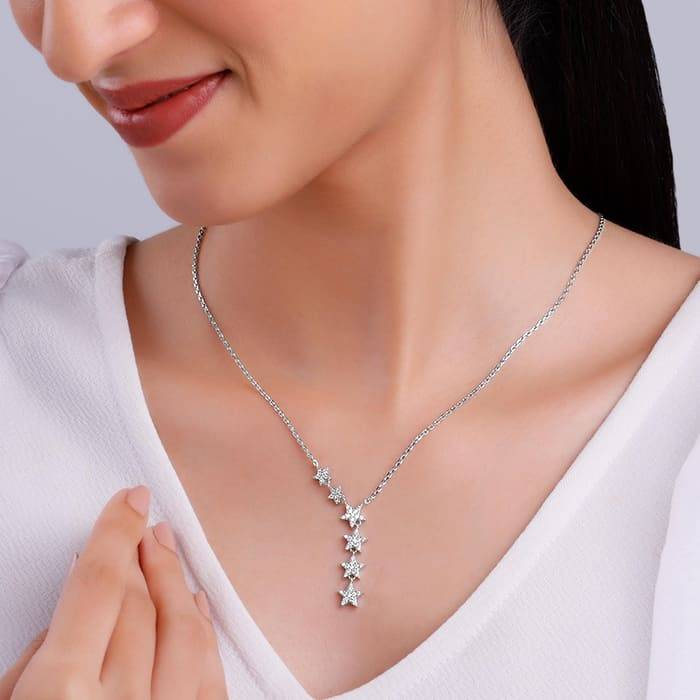 Silver Starry Drop Necklace : PD0210