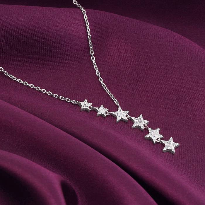 Silver Starry Drop Necklace : PD0210