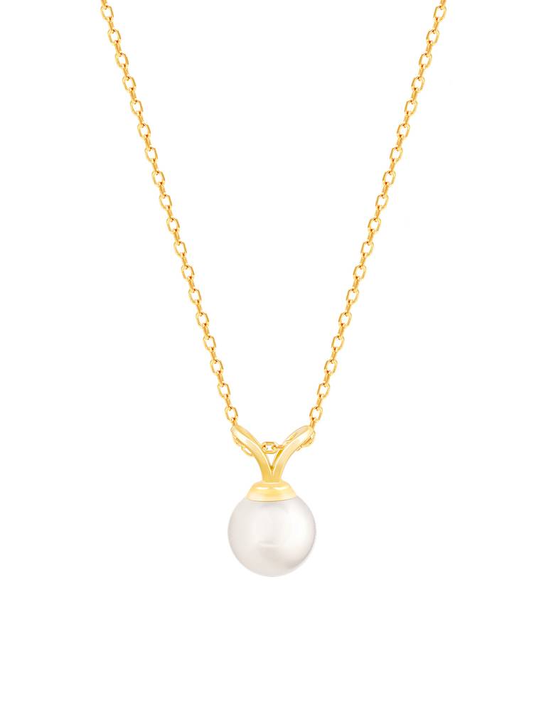 Giva 925 Sterling Silver Golden Radiant Pearl Pendant With Link Chain