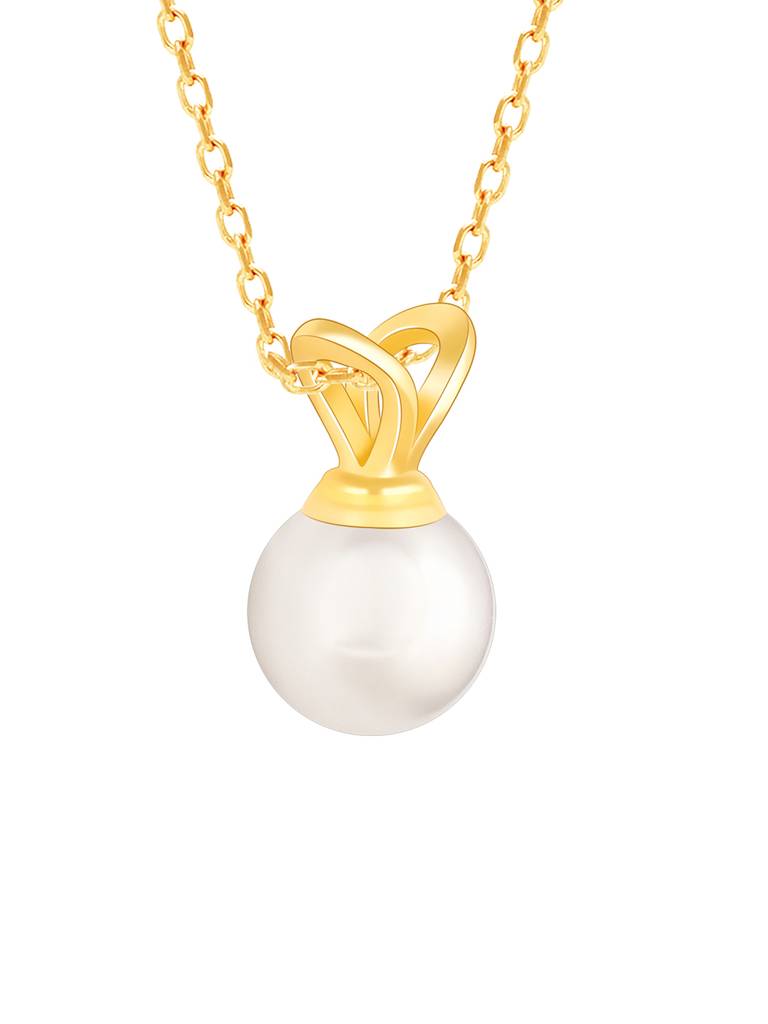 Giva 925 Sterling Silver Golden Radiant Pearl Pendant With Link Chain