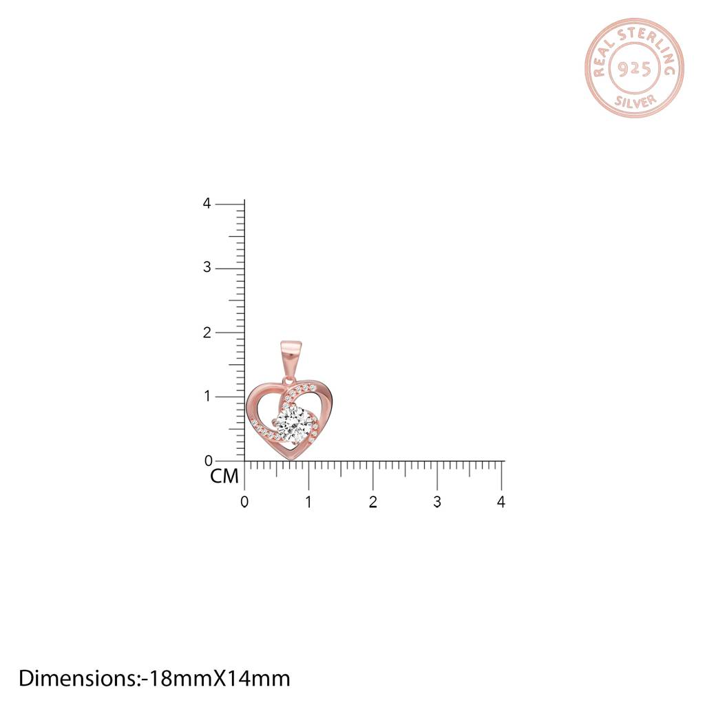 Rose Gold Swirl Heart Pendant With Link Chain : PD0211