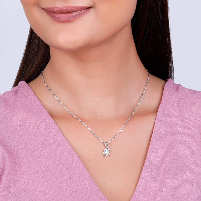 Giva 925 Sterling Silver Tusker Pendant With Link Chain| Necklace To Gift Women & Girls |  : PD02128
