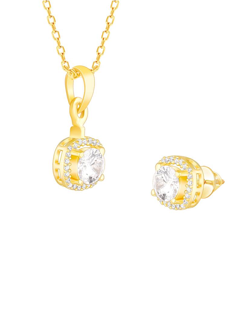 Giva 925 Sterling Silver Golden Classy Solitaire Set