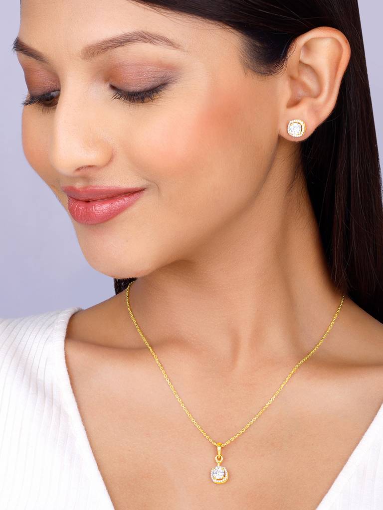 Giva 925 Sterling Silver Golden Classy Solitaire Set