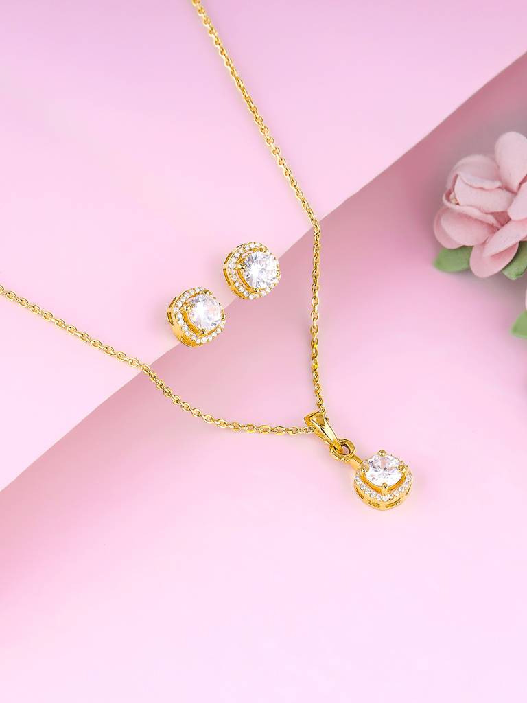 Giva 925 Sterling Silver Golden Classy Solitaire Set