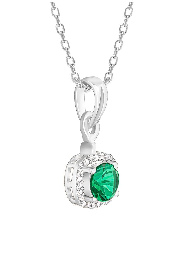 Giva 925 Sterling Silver Green Galaxy Pendant With Link Chain