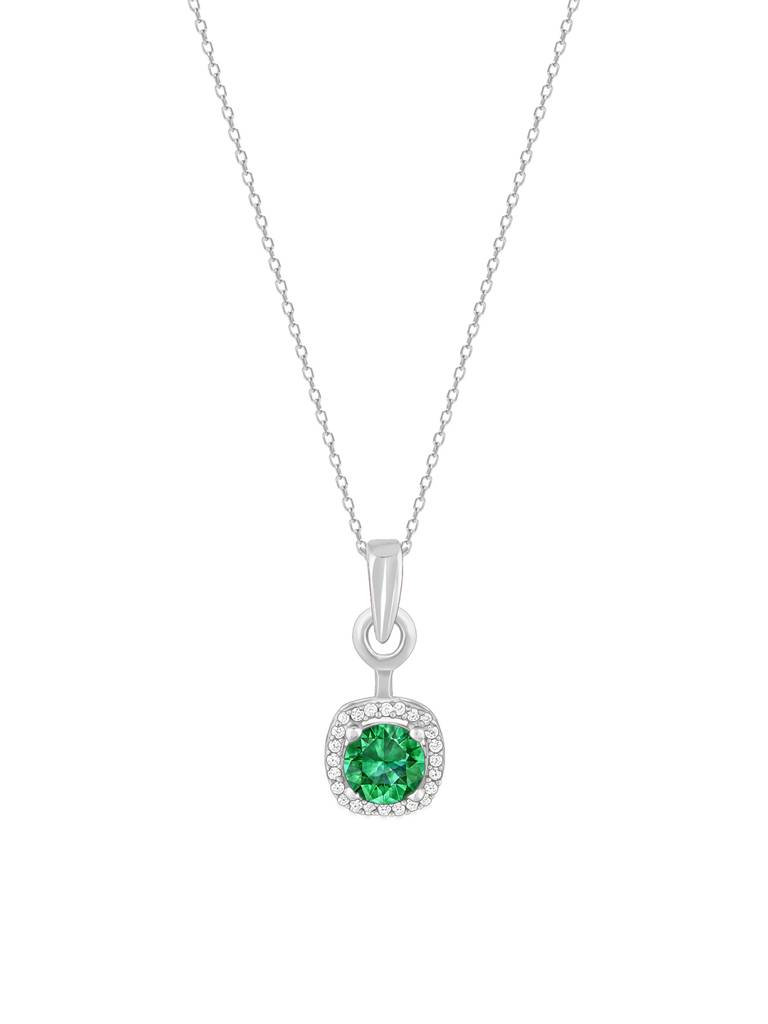 Giva 925 Sterling Silver Green Galaxy Pendant With Link Chain